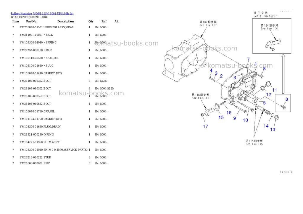 Komatsu jv06h-3 s/n 5001-up Parts catalog cover Page 8 Komatsu jv06h-3 s/n 5001-up Parts catalog cover Page 8