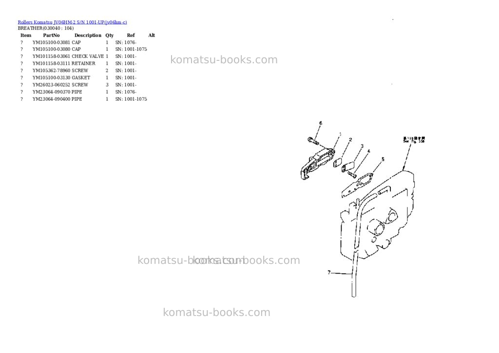 Komatsu jv06hm-2 s/n 1001-up Parts catalog cover Page 3