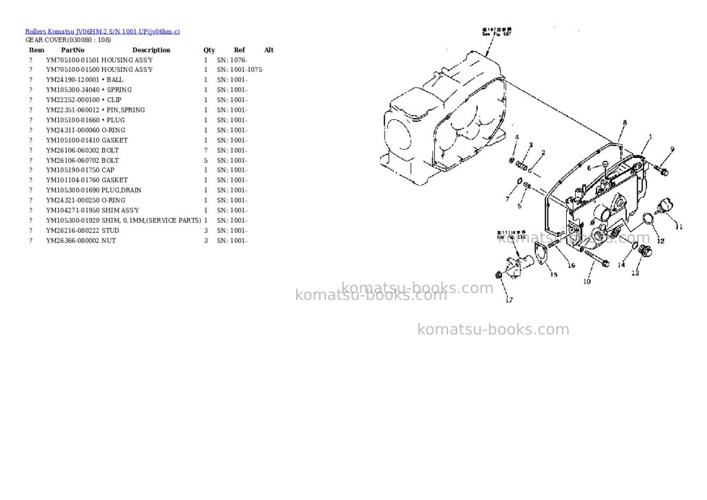 Komatsu jv06hm-2 s/n 1001-up Parts catalog cover Page 7