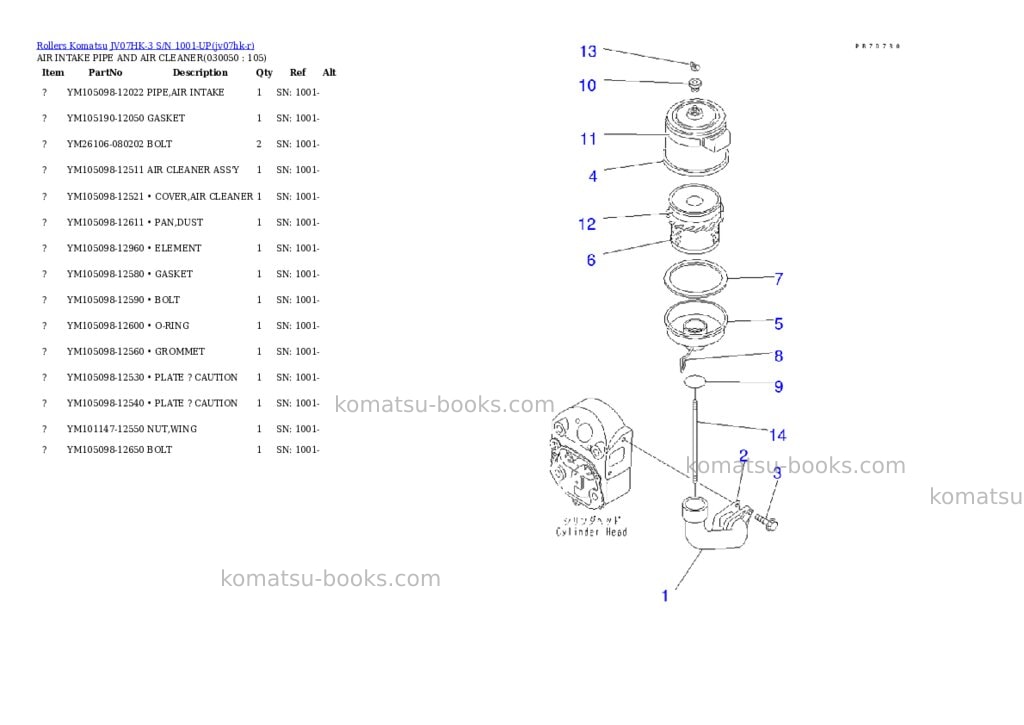Komatsu jv07hk-3 s/n 1001-up Parts catalog cover Page 4