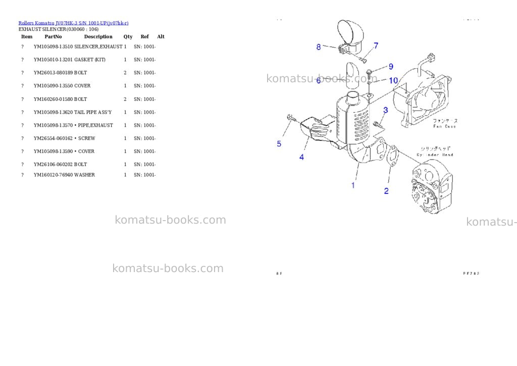 Komatsu jv07hk-3 s/n 1001-up Parts catalog cover Page 5