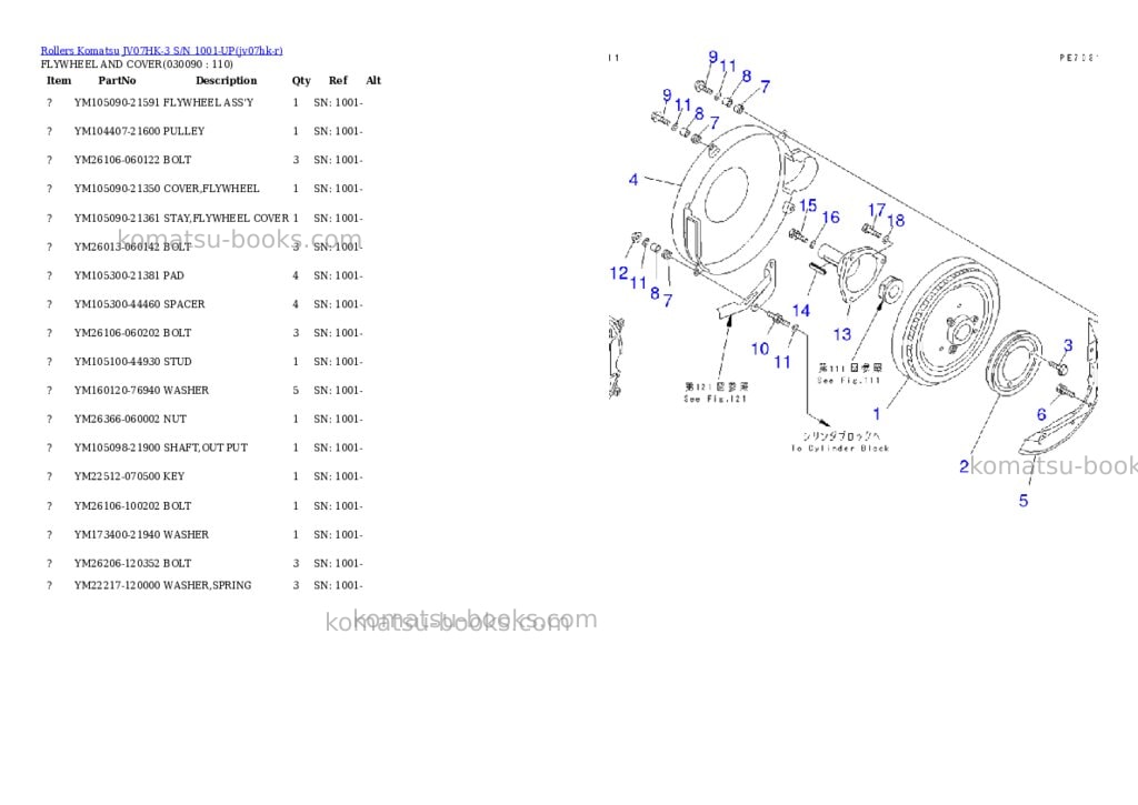 Komatsu jv07hk-3 s/n 1001-up Parts catalog cover Page 8
