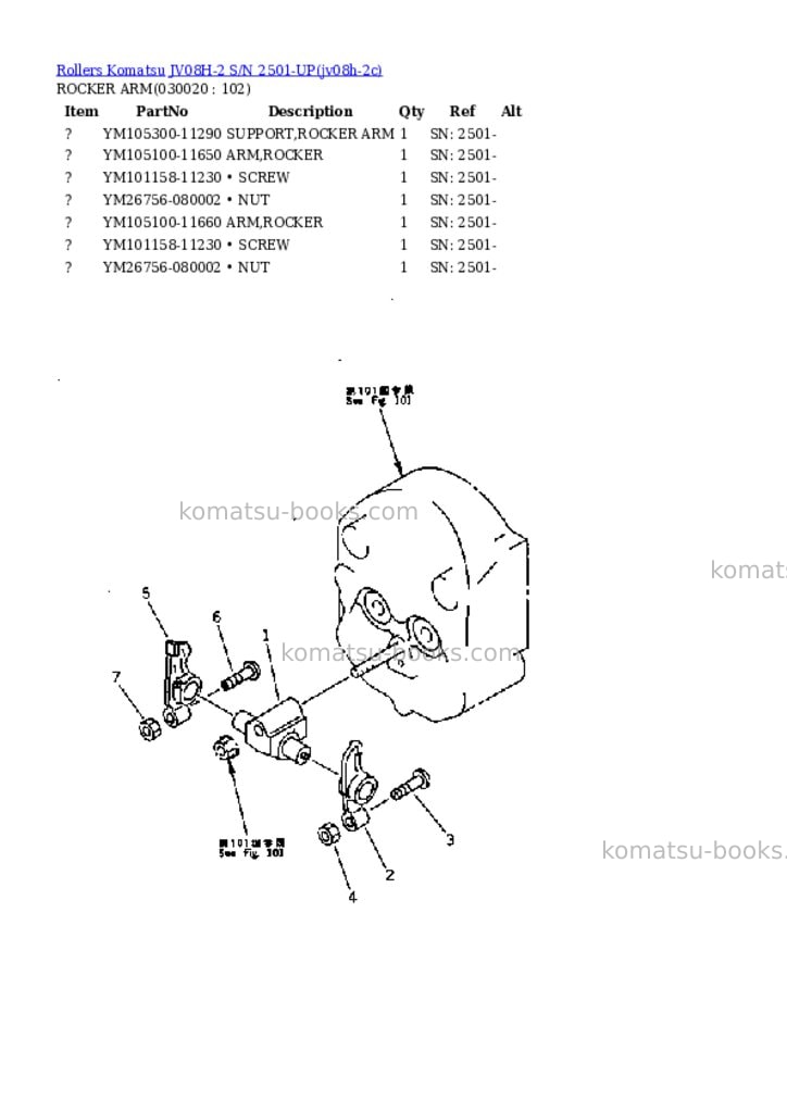Komatsu JV08H-2 S/N 2501-UP Parts catalog cover Komatsu JV08H-2 S/N 2501-UP Parts catalog cover