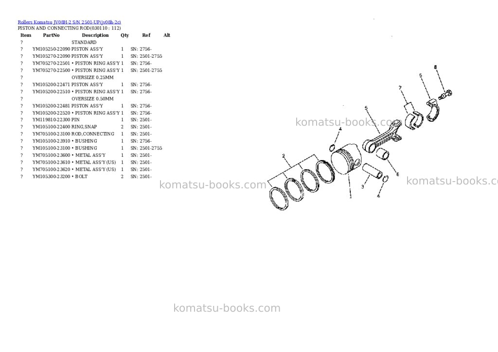 Komatsu JV08H-2 S/N 2501-UP Parts catalog cover Page 10 Komatsu JV08H-2 S/N 2501-UP Parts catalog cover Page 10
