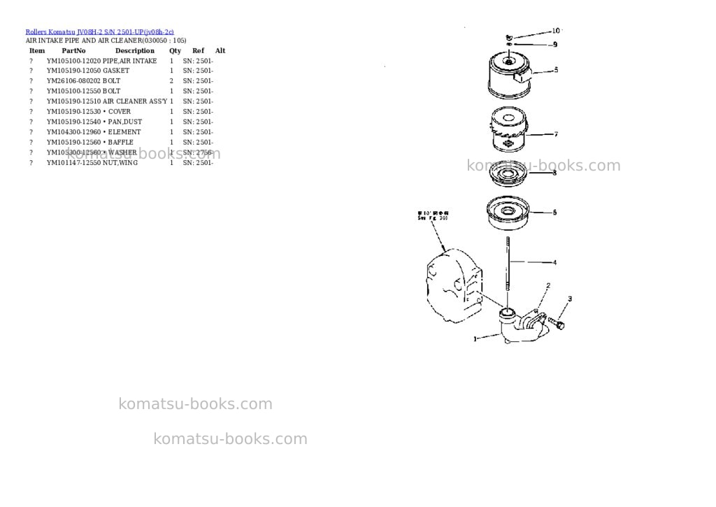 Komatsu JV08H-2 S/N 2501-UP Parts catalog cover Page 4 Komatsu JV08H-2 S/N 2501-UP Parts catalog cover Page 4