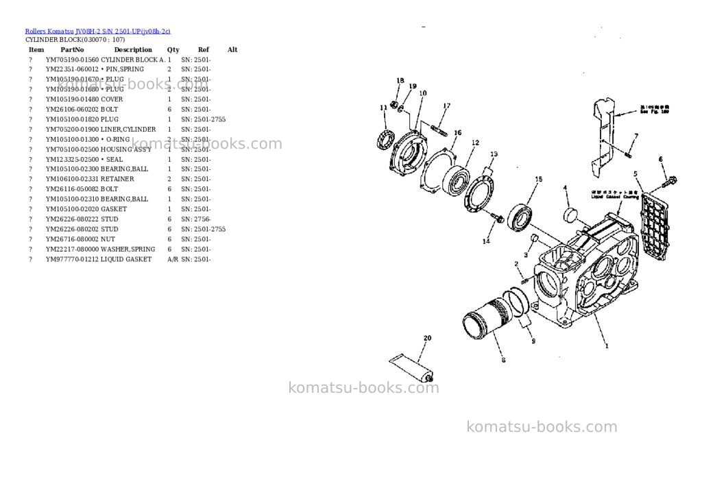 Komatsu JV08H-2 S/N 2501-UP Parts catalog cover Page 6 Komatsu JV08H-2 S/N 2501-UP Parts catalog cover Page 6