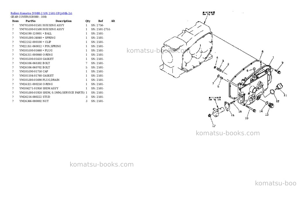 Komatsu JV08H-2 S/N 2501-UP Parts catalog cover Page 7 Komatsu JV08H-2 S/N 2501-UP Parts catalog cover Page 7