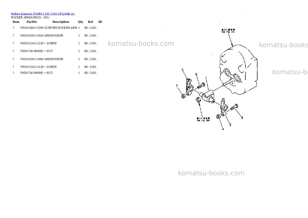 Komatsu jv08h-2 s/n 2501-up Parts catalog cover Komatsu jv08h-2 s/n 2501-up Parts catalog cover