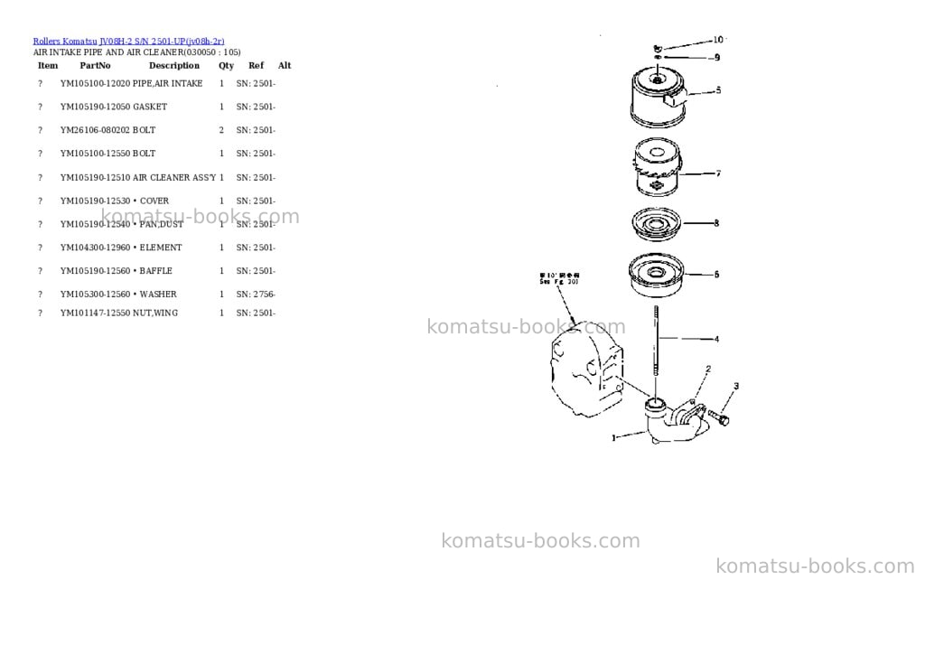 Komatsu jv08h-2 s/n 2501-up Parts catalog cover Page 4 Komatsu jv08h-2 s/n 2501-up Parts catalog cover Page 4