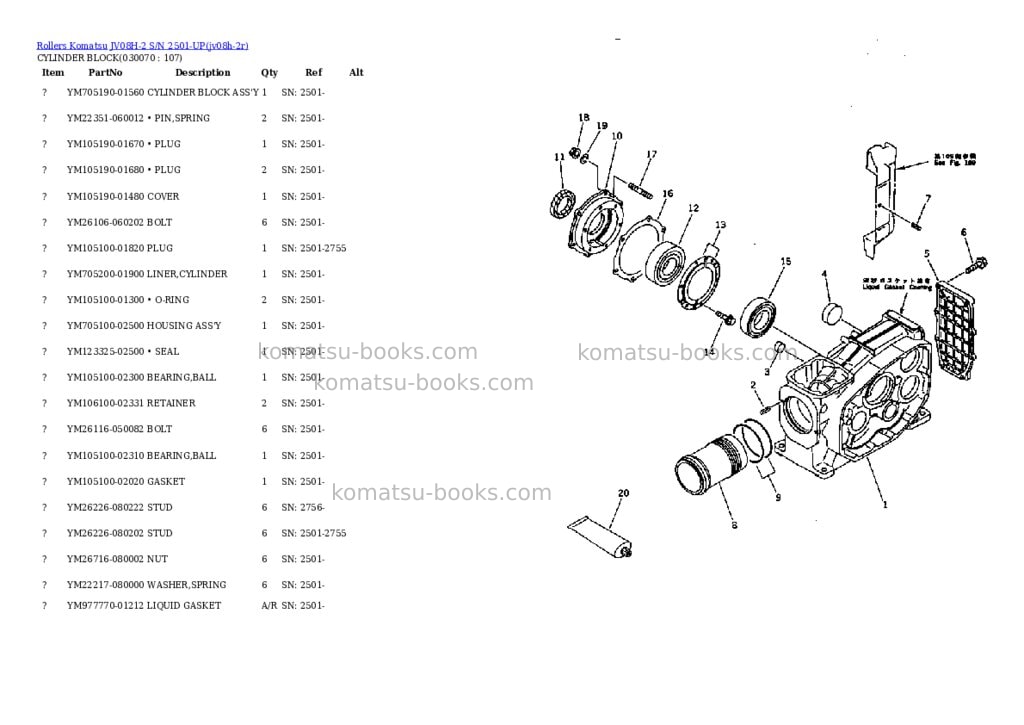 Komatsu jv08h-2 s/n 2501-up Parts catalog cover Page 6 Komatsu jv08h-2 s/n 2501-up Parts catalog cover Page 6