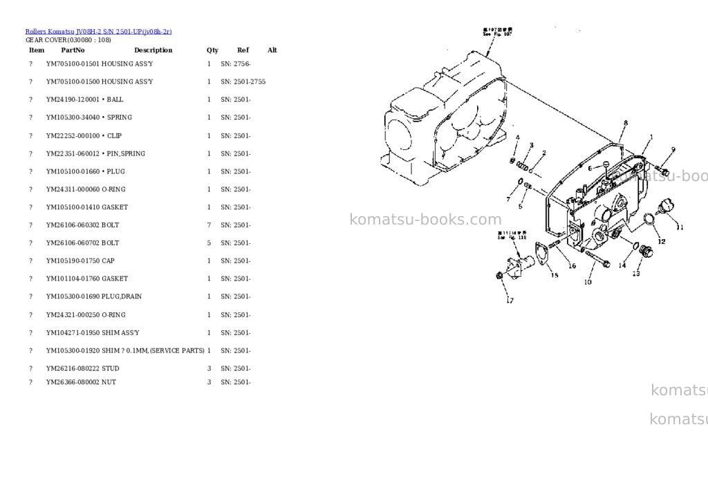 Komatsu jv08h-2 s/n 2501-up Parts catalog cover Page 7 Komatsu jv08h-2 s/n 2501-up Parts catalog cover Page 7