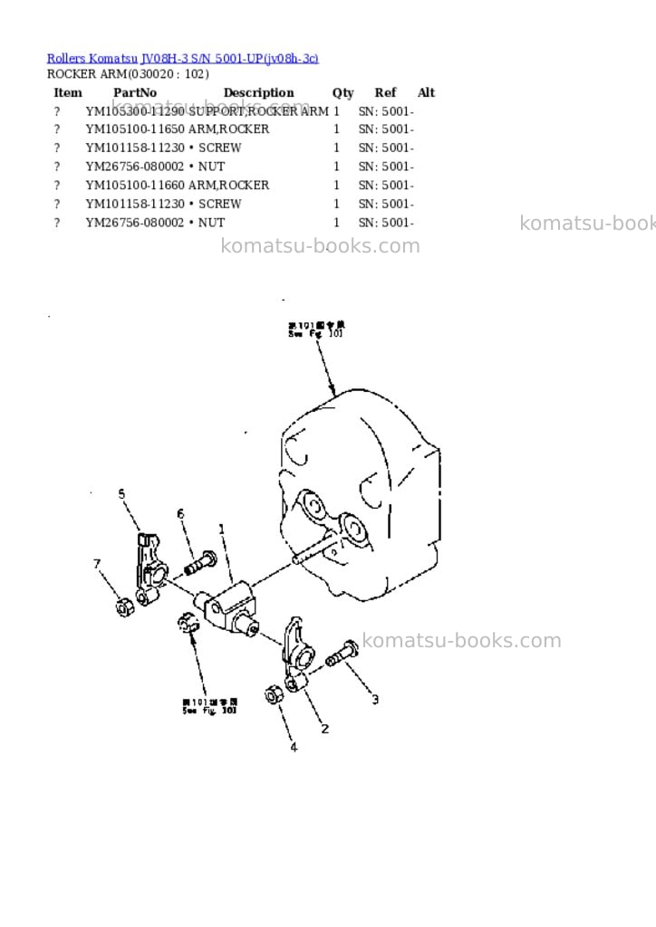 Komatsu JV08H-3 S/N 5001-UP Parts catalog cover Komatsu JV08H-3 S/N 5001-UP Parts catalog cover