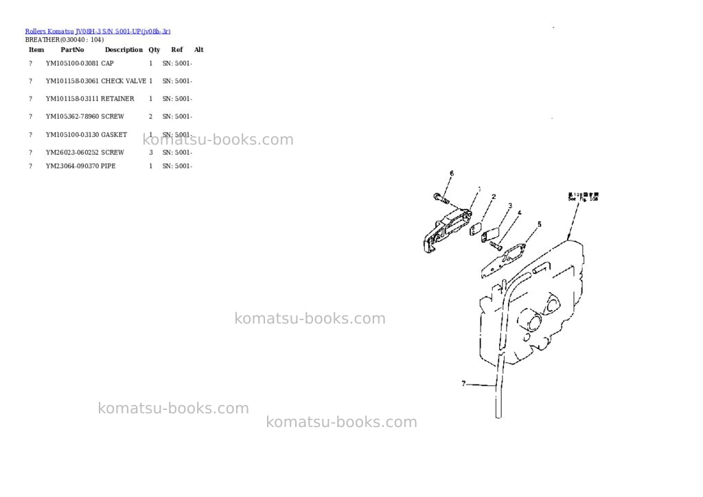Komatsu jv08h-3 s/n 5001-up Parts catalog cover Page 3 Komatsu jv08h-3 s/n 5001-up Parts catalog cover Page 3