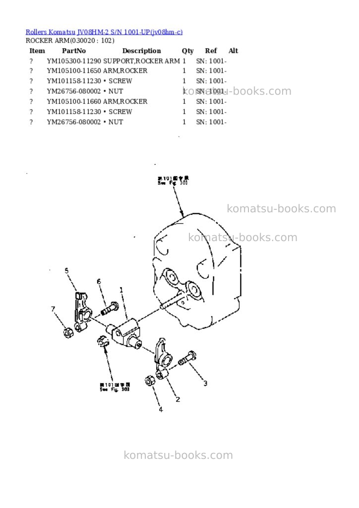 Komatsu jv08hm-2 s/n 1001-up Parts catalog cover