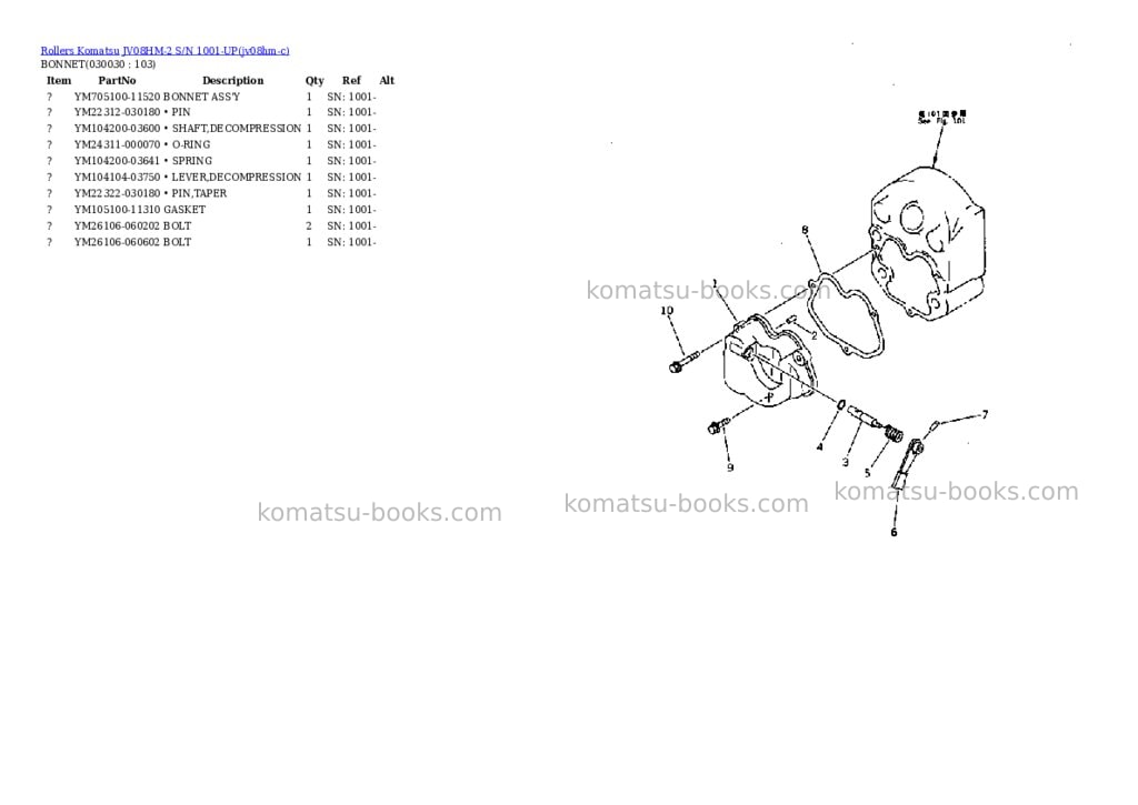 Komatsu jv08hm-2 s/n 1001-up Parts catalog cover Page 2