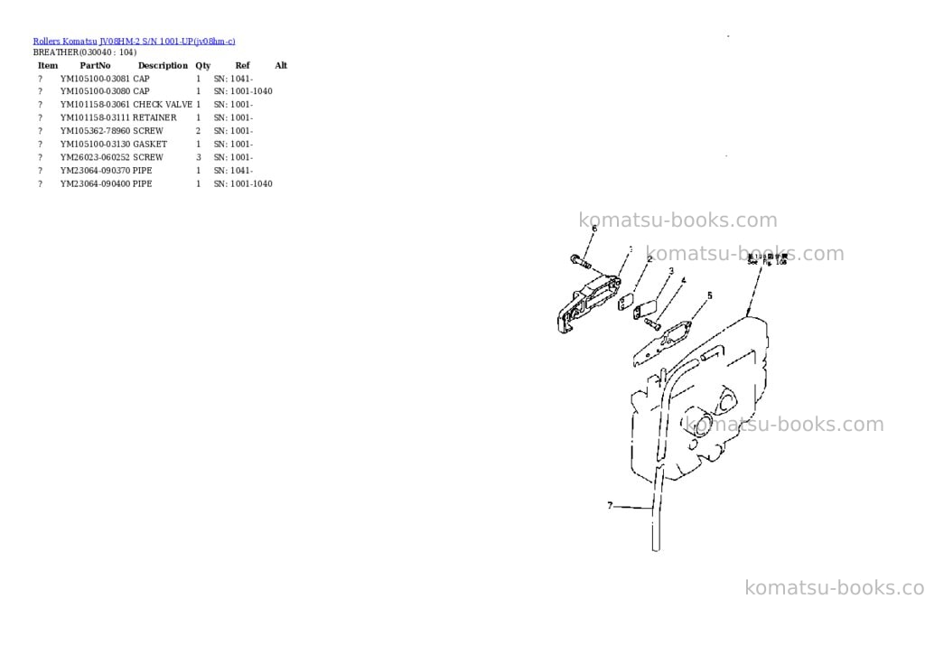 Komatsu jv08hm-2 s/n 1001-up Parts catalog cover Page 3