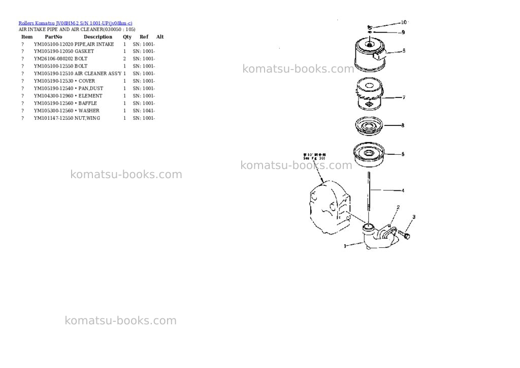 Komatsu jv08hm-2 s/n 1001-up Parts catalog cover Page 4