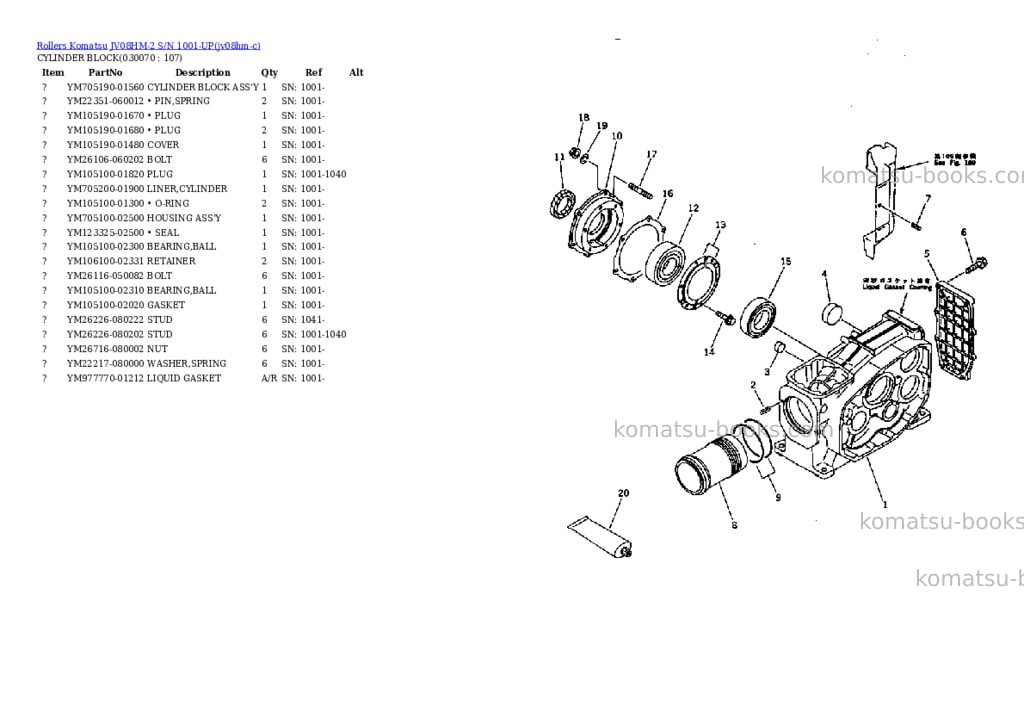 Komatsu jv08hm-2 s/n 1001-up Parts catalog cover Page 6