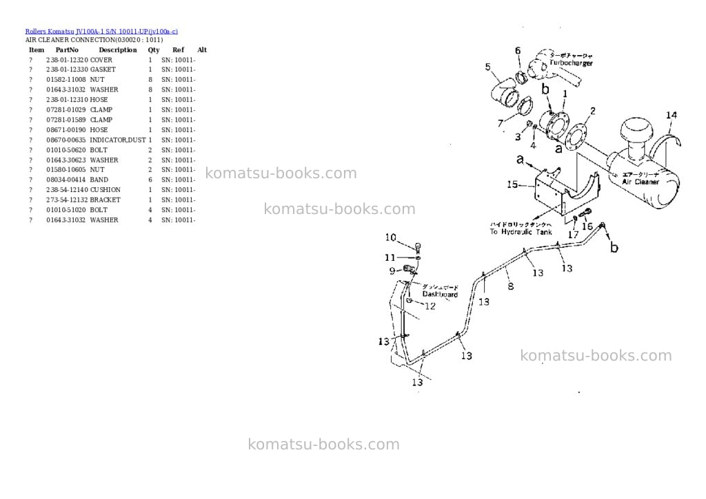 Komatsu JV100A-1 S/N 10011-UP Parts catalog cover Komatsu JV100A-1 S/N 10011-UP Parts catalog cover