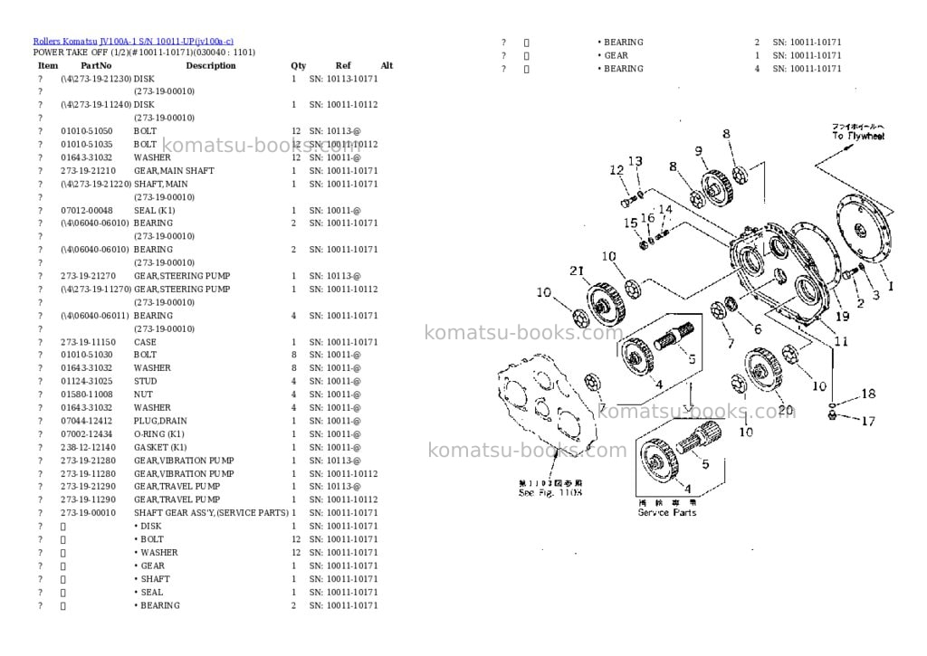 Komatsu JV100A-1 S/N 10011-UP Parts catalog cover Page 3 Komatsu JV100A-1 S/N 10011-UP Parts catalog cover Page 3