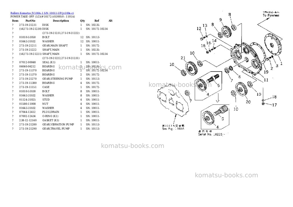Komatsu JV100A-1 S/N 10011-UP Parts catalog cover Page 4 Komatsu JV100A-1 S/N 10011-UP Parts catalog cover Page 4