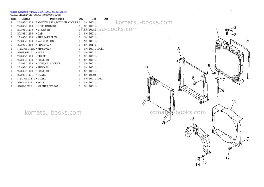Komatsu JV100A-1 S/N 10011-UP Parts catalog cover Page 7 Komatsu JV100A-1 S/N 10011-UP Parts catalog cover Page 7