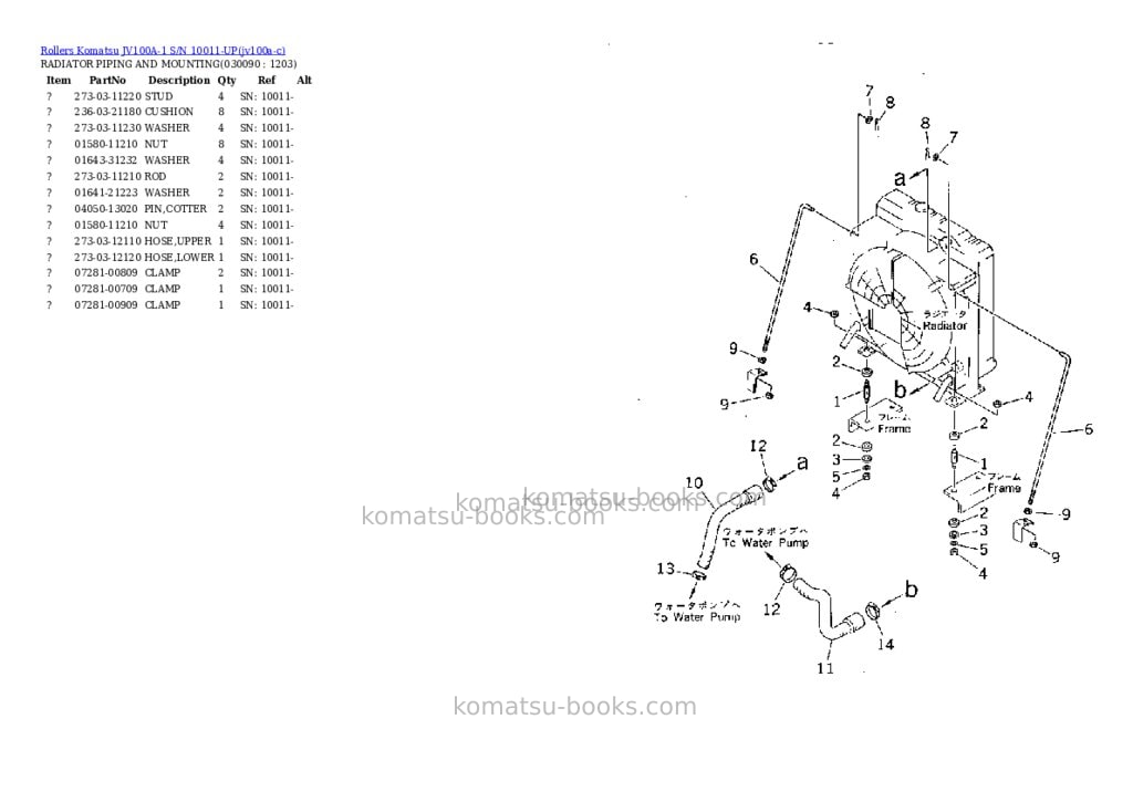 Komatsu JV100A-1 S/N 10011-UP Parts catalog cover Page 8 Komatsu JV100A-1 S/N 10011-UP Parts catalog cover Page 8