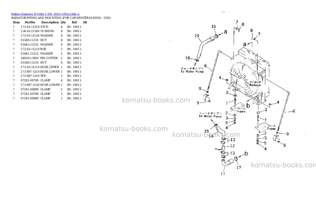 Komatsu JV100A-1 S/N 10011-UP Parts catalog cover Page 9 Komatsu JV100A-1 S/N 10011-UP Parts catalog cover Page 9