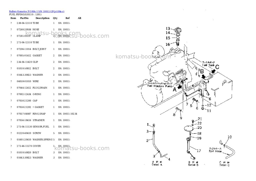 Komatsu jv100a-1 s/n 10011-up Parts catalog cover Page 10 Komatsu jv100a-1 s/n 10011-up Parts catalog cover Page 10