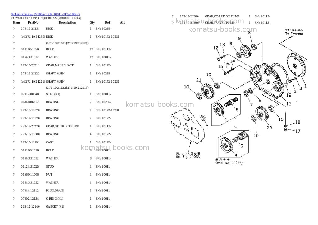 Komatsu jv100a-1 s/n 10011-up Parts catalog cover Page 4 Komatsu jv100a-1 s/n 10011-up Parts catalog cover Page 4