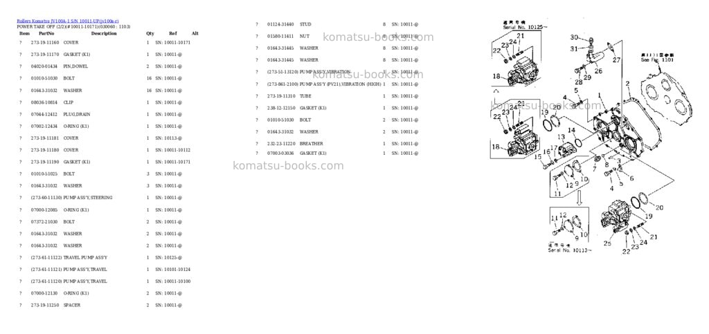 Komatsu jv100a-1 s/n 10011-up Parts catalog cover Page 5 Komatsu jv100a-1 s/n 10011-up Parts catalog cover Page 5