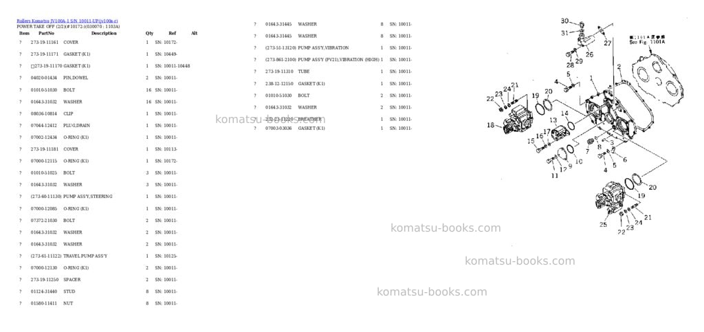 Komatsu jv100a-1 s/n 10011-up Parts catalog cover Page 6 Komatsu jv100a-1 s/n 10011-up Parts catalog cover Page 6