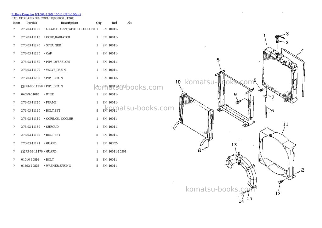 Komatsu jv100a-1 s/n 10011-up Parts catalog cover Page 7 Komatsu jv100a-1 s/n 10011-up Parts catalog cover Page 7