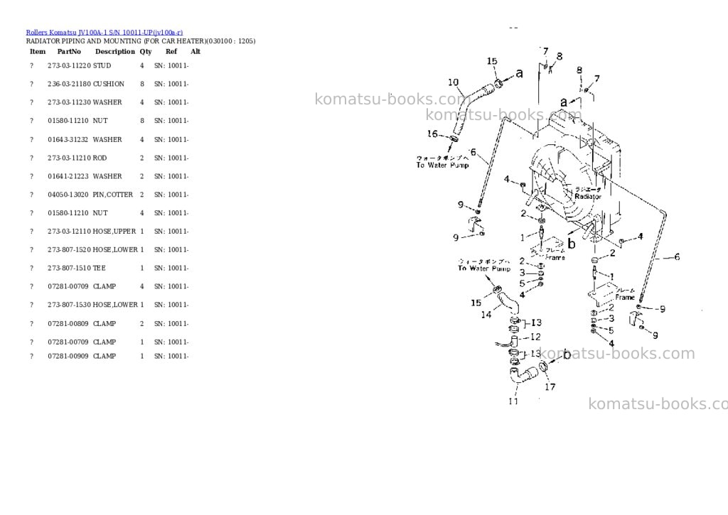 Komatsu jv100a-1 s/n 10011-up Parts catalog cover Page 9 Komatsu jv100a-1 s/n 10011-up Parts catalog cover Page 9