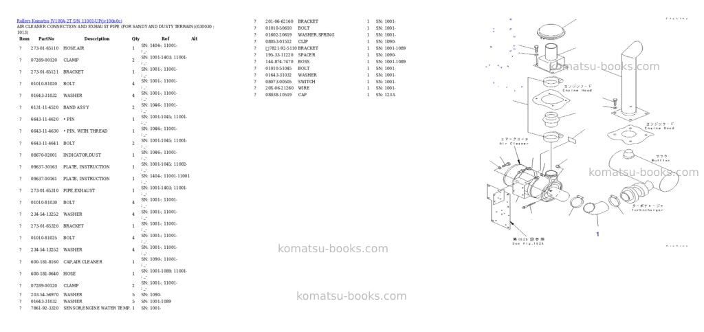 Komatsu jv100a-2t s/n 11001-up Parts catalog cover Page 5 Komatsu jv100a-2t s/n 11001-up Parts catalog cover Page 5