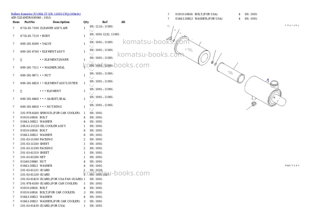 Komatsu jv100a-2t s/n 11001-up Parts catalog cover Page 7 Komatsu jv100a-2t s/n 11001-up Parts catalog cover Page 7
