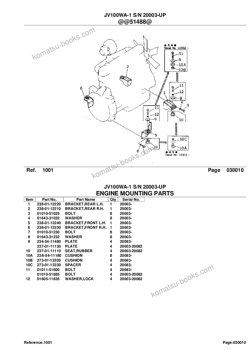 Komatsu JV100WA-1 S/N 20003-UP Parts catalog cover Page 3 Komatsu JV100WA-1 S/N 20003-UP Parts catalog cover Page 3