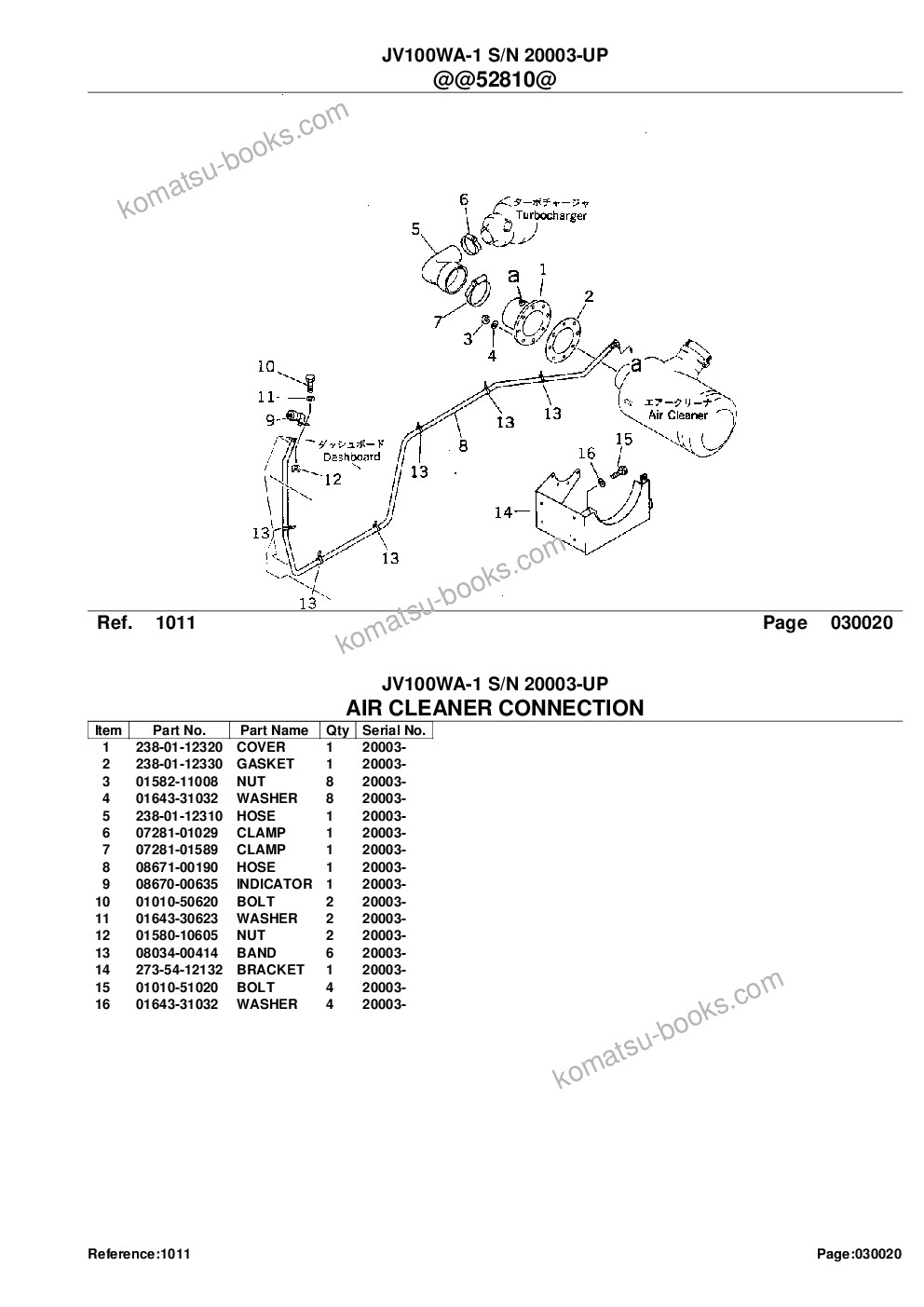 Komatsu JV100WA-1 S/N 20003-UP Parts catalog cover Page 4 Komatsu JV100WA-1 S/N 20003-UP Parts catalog cover Page 4