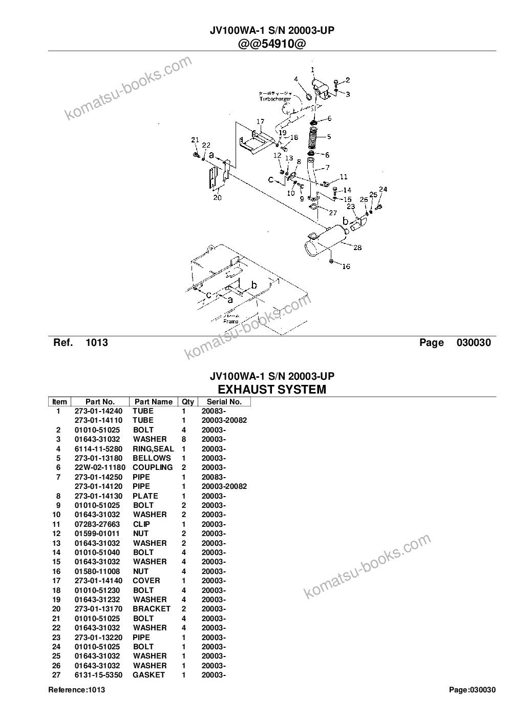Komatsu JV100WA-1 S/N 20003-UP Parts catalog cover Page 5 Komatsu JV100WA-1 S/N 20003-UP Parts catalog cover Page 5