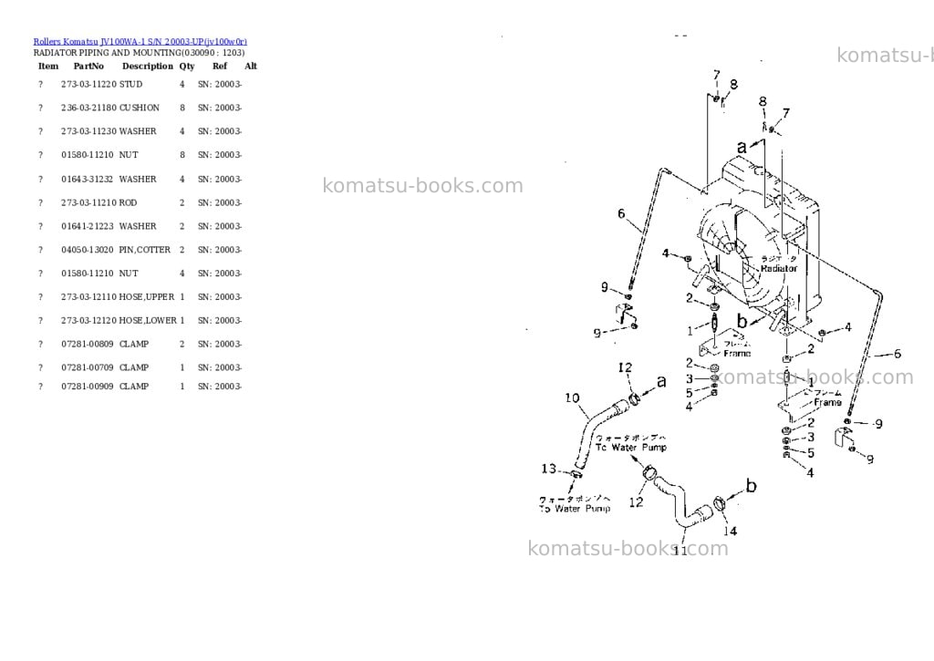Komatsu jv100wa-1 s/n 20003-up Parts catalog cover Page 7 Komatsu jv100wa-1 s/n 20003-up Parts catalog cover Page 7