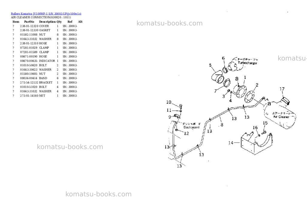 Komatsu JV100WP-1 S/N 30003-UP Parts catalog cover Komatsu JV100WP-1 S/N 30003-UP Parts catalog cover