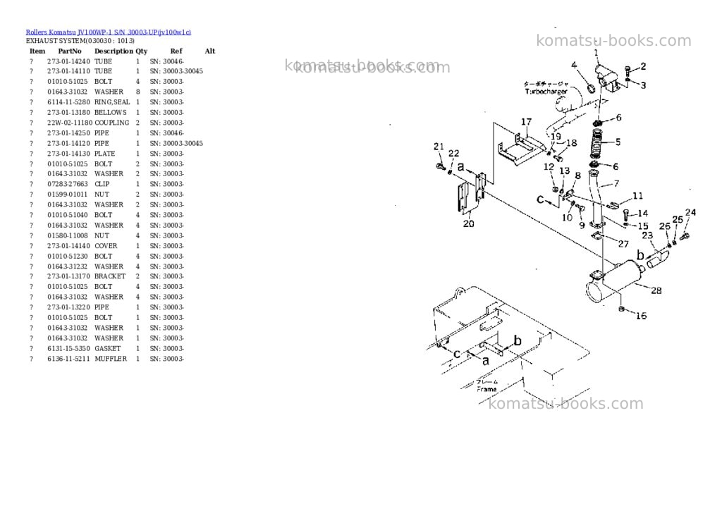 Komatsu JV100WP-1 S/N 30003-UP Parts catalog cover Page 2 Komatsu JV100WP-1 S/N 30003-UP Parts catalog cover Page 2
