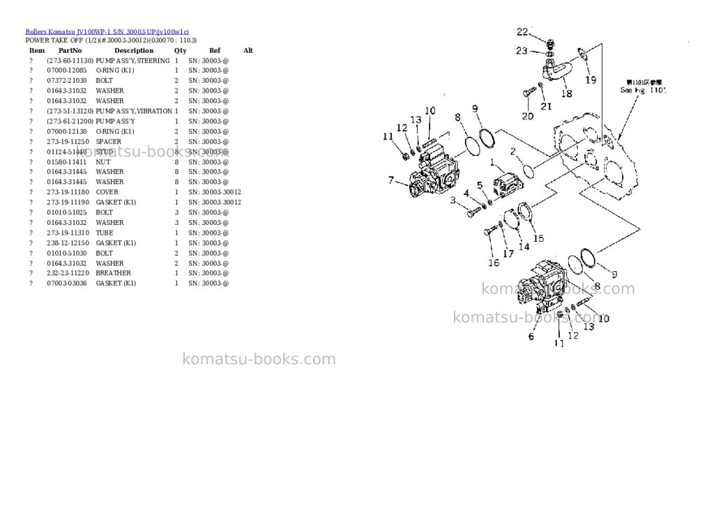 Komatsu JV100WP-1 S/N 30003-UP Parts catalog cover Page 6 Komatsu JV100WP-1 S/N 30003-UP Parts catalog cover Page 6