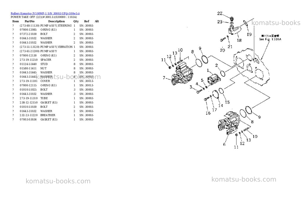 Komatsu JV100WP-1 S/N 30003-UP Parts catalog cover Page 7 Komatsu JV100WP-1 S/N 30003-UP Parts catalog cover Page 7
