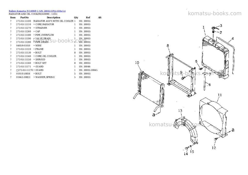 Komatsu JV100WP-1 S/N 30003-UP Parts catalog cover Page 8 Komatsu JV100WP-1 S/N 30003-UP Parts catalog cover Page 8