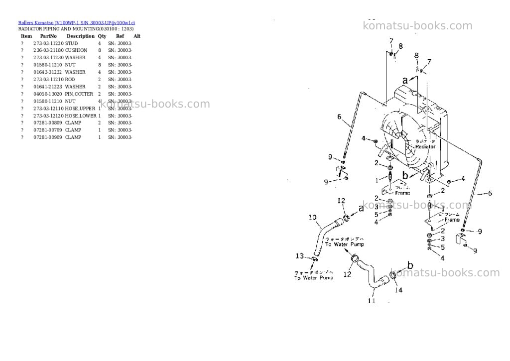 Komatsu JV100WP-1 S/N 30003-UP Parts catalog cover Page 9 Komatsu JV100WP-1 S/N 30003-UP Parts catalog cover Page 9