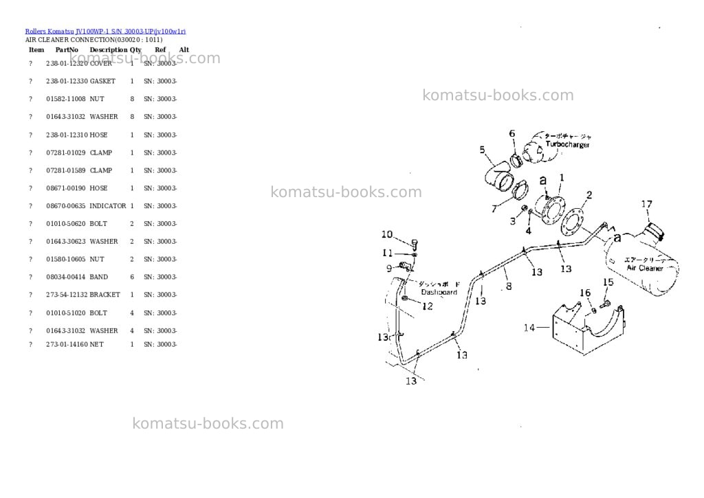 Komatsu jv100wp-1 s/n 30003-up Parts catalog cover Komatsu jv100wp-1 s/n 30003-up Parts catalog cover