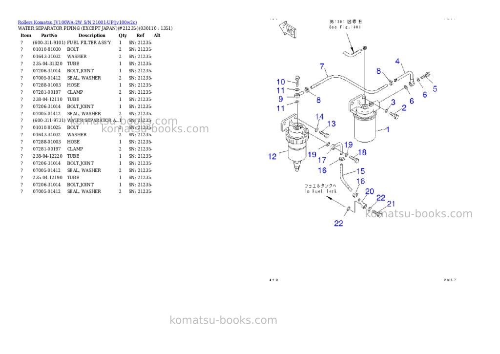 Komatsu jv100wa-2w s/n 21001-up Parts catalog cover Page 10