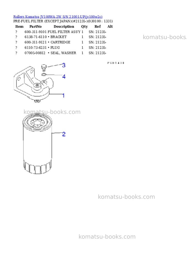 Komatsu jv100wa-2w s/n 21001-up Parts catalog cover Page 9