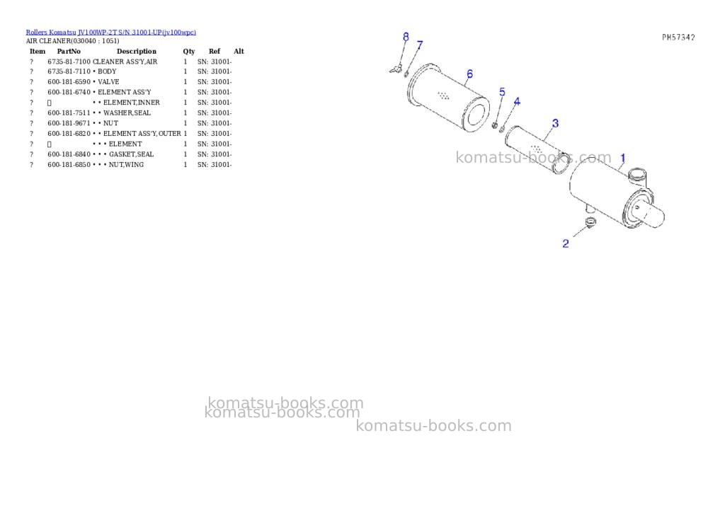 Komatsu jv100wp-2t s/n 31001-up Parts catalog cover Page 3